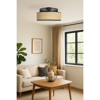 Plafon BOHO 1xE27/60W/230V czarny/rattan