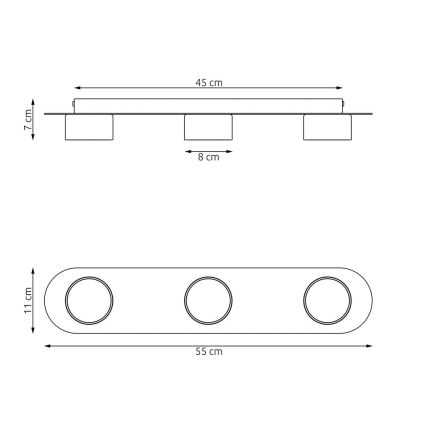 Plafon DIAZ 3xGX53/12W/230V czarny