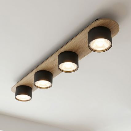 Plafon DIAZ 4xGX53/12W/230V czarny/brązowy