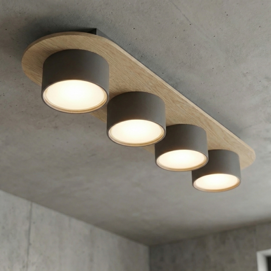 Plafon DIAZ 4xGX53/12W/230V czarny/brązowy