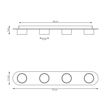 Plafon DIAZ 4xGX53/12W/230V czarny/brązowy
