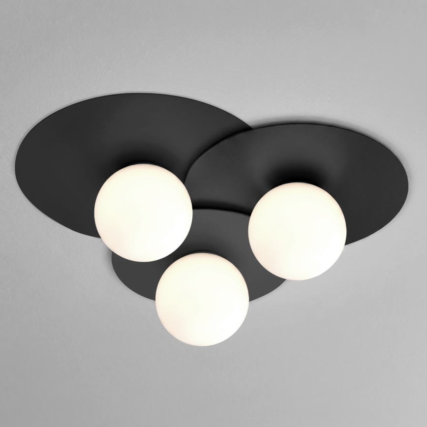 Plafon FLAT 3xE27/15W/230V 55x60 cm czarny