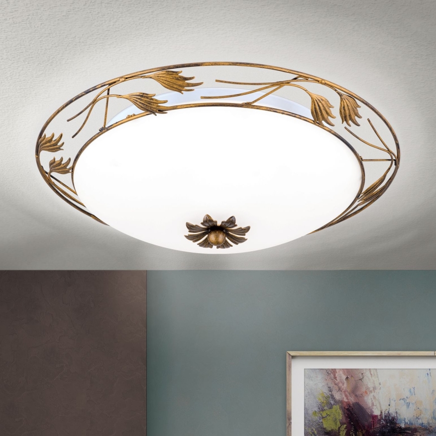 Plafon FLEUR 3xE27/60W/230V śr. 50 cm brąz