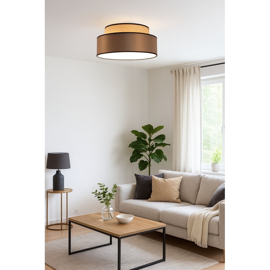 Plafon GRACE 1xE27/60W/230V beżowy/brązowy
