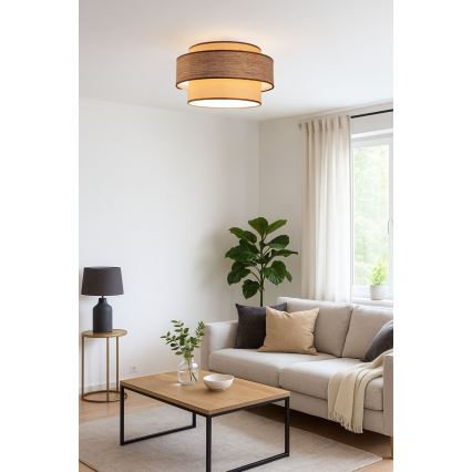 Plafon GRACE 1xE27/60W/230V beżowy/brązowy