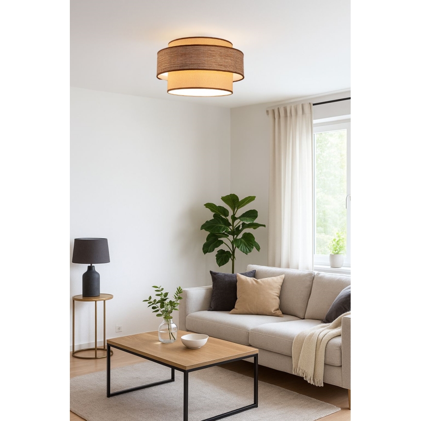 Plafon GRACE 1xE27/60W/230V beżowy/brązowy