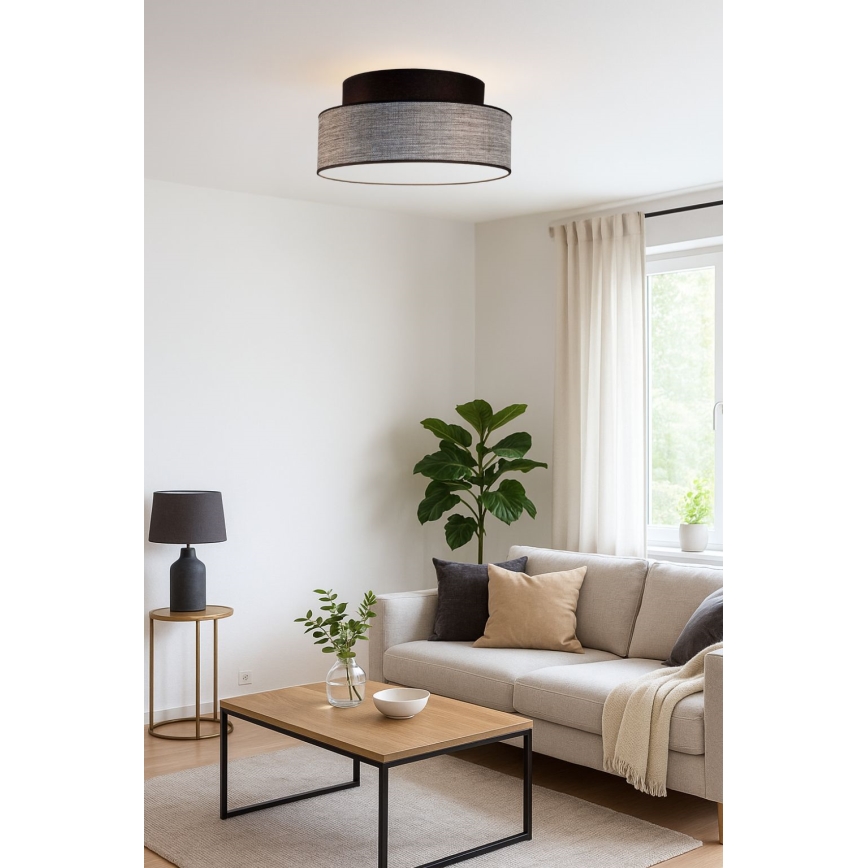 Plafon GRACE 1xE27/60W/230V czarny/szary