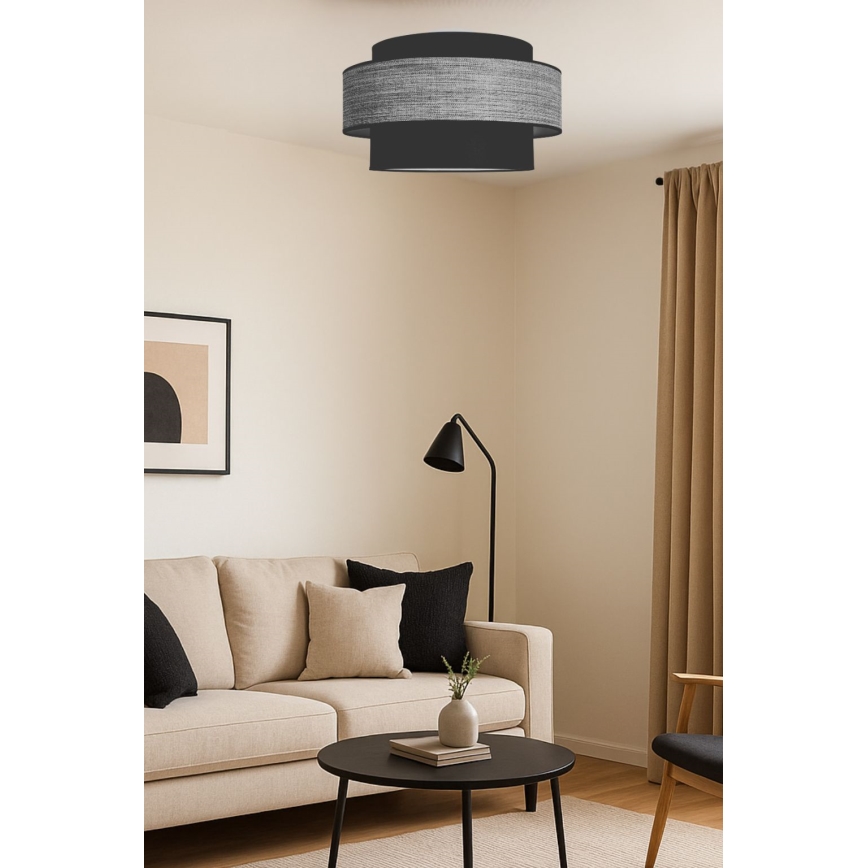 Plafon GRACE 1xE27/60W/230V czarny/szary
