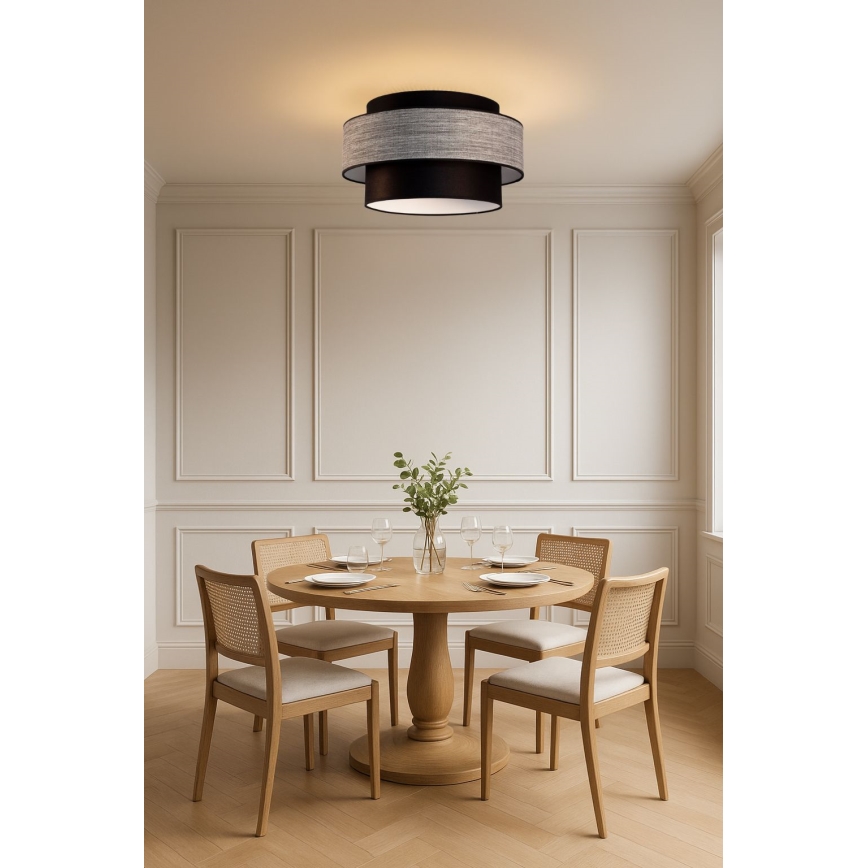 Plafon GRACE 1xE27/60W/230V czarny/szary