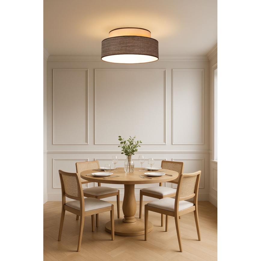 Plafon GRACE 1xE27/60W/230V kremowy/brązowy