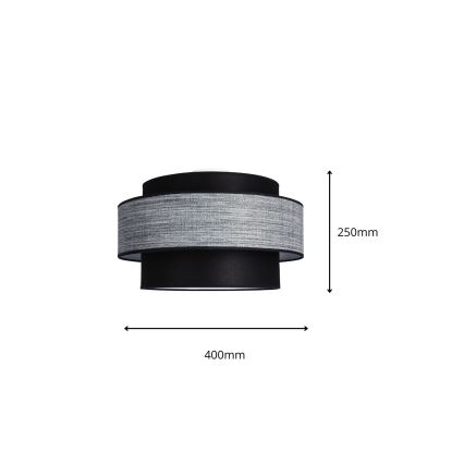Plafon GRACE 1xE27/60W/230V śr. 40 cm czarny/szary