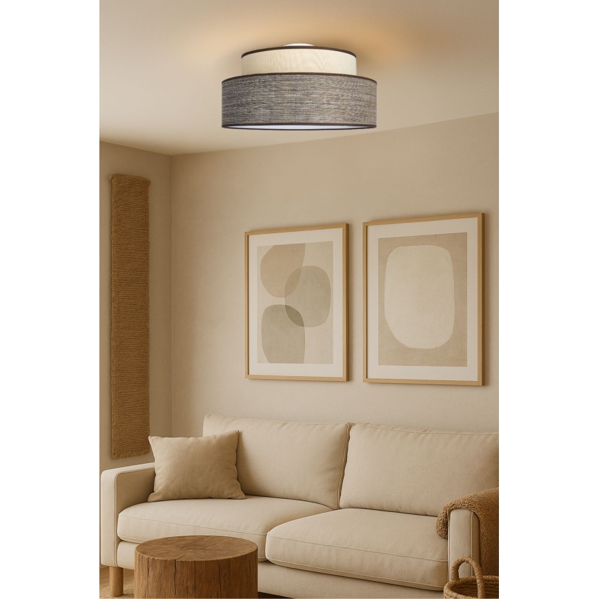 Plafon GRACE 1xE27/60W/230V śr. 40 cm kremowy/brązowy