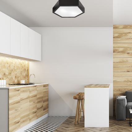 Plafon HEX 2xE27/60W/230V śr. 43 cm sosna wenge