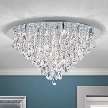 Plafon kryształowy CELESTE 12xG9/40W/230V śr. 75 cm chrom błyszczący