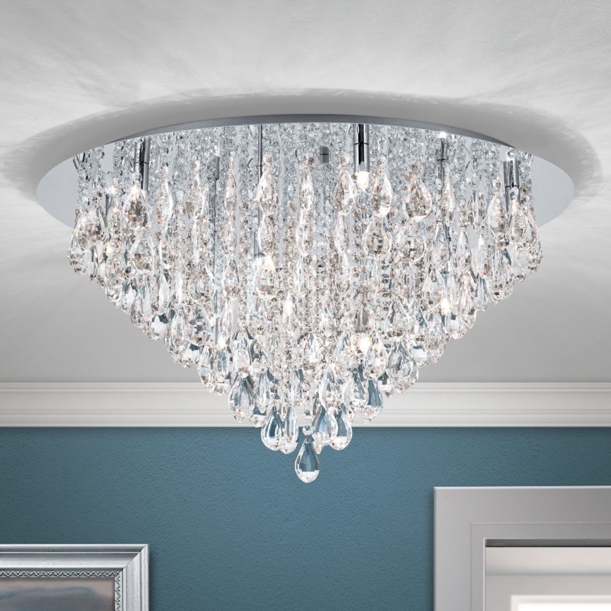 Plafon kryształowy CELESTE 12xG9/40W/230V śr. 75 cm chrom błyszczący
