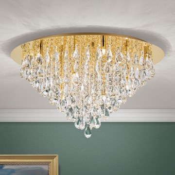 Plafon kryształowy CELESTE 12xG9/40W/230V śr. 75 cm złoty