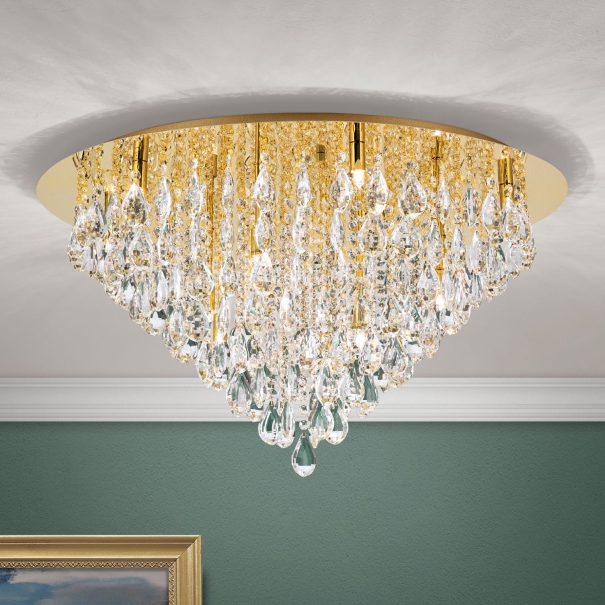 Plafon kryształowy CELESTE 12xG9/40W/230V śr. 75 cm złoty