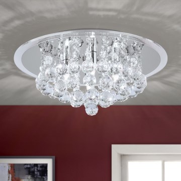 Plafon kryształowy GLORIA 4xG9/40W/230V śr. 38 cm przezroczysty/chrom błyszczący