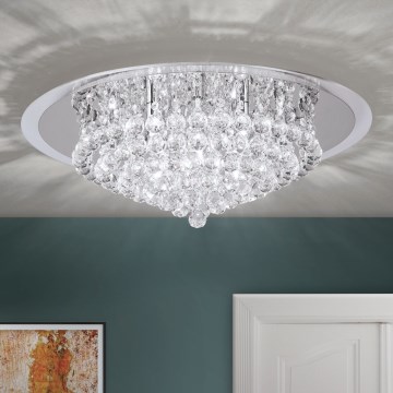Plafon kryształowy GLORIA 9xG9/40W/230V śr. 62 cm przezroczysty/chrom błyszczący