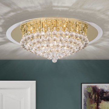 Plafon kryształowy GLORIA 9xG9/40W/230V śr. 62 cm złoty