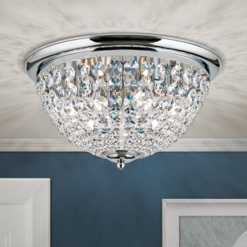 Plafon kryształowy PLAFOND 6xE27/40W/230V śr. 47 cm chrom błyszczący