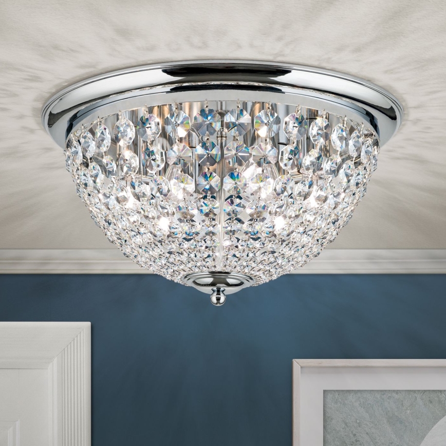 Plafon kryształowy PLAFOND 6xE27/40W/230V śr. 47 cm chrom błyszczący