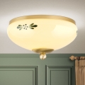 Plafon LANDHAUS 1xE27/60W/230V śr. 21 cm mosiądz/beżowy