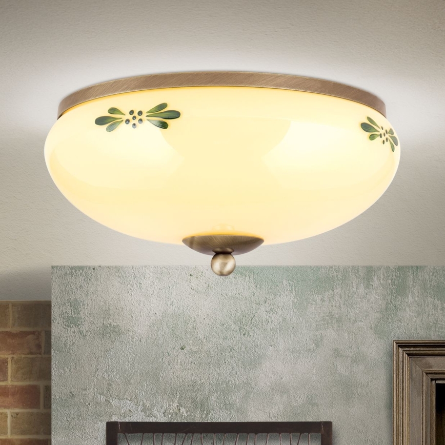 Plafon LANDHAUS 2xE27/60W/230V śr. 28 cm brąz/beżowy