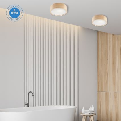Plafon łazienkowy NATURAL 2xE27/15W/230V IP54 sosna ø 27 cm