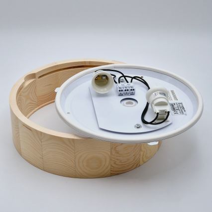 Plafon łazienkowy NATURAL 2xE27/15W/230V IP54 sosna ø 27 cm