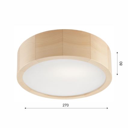 Plafon łazienkowy NATURAL 2xE27/15W/230V IP54 sosna ø 27 cm