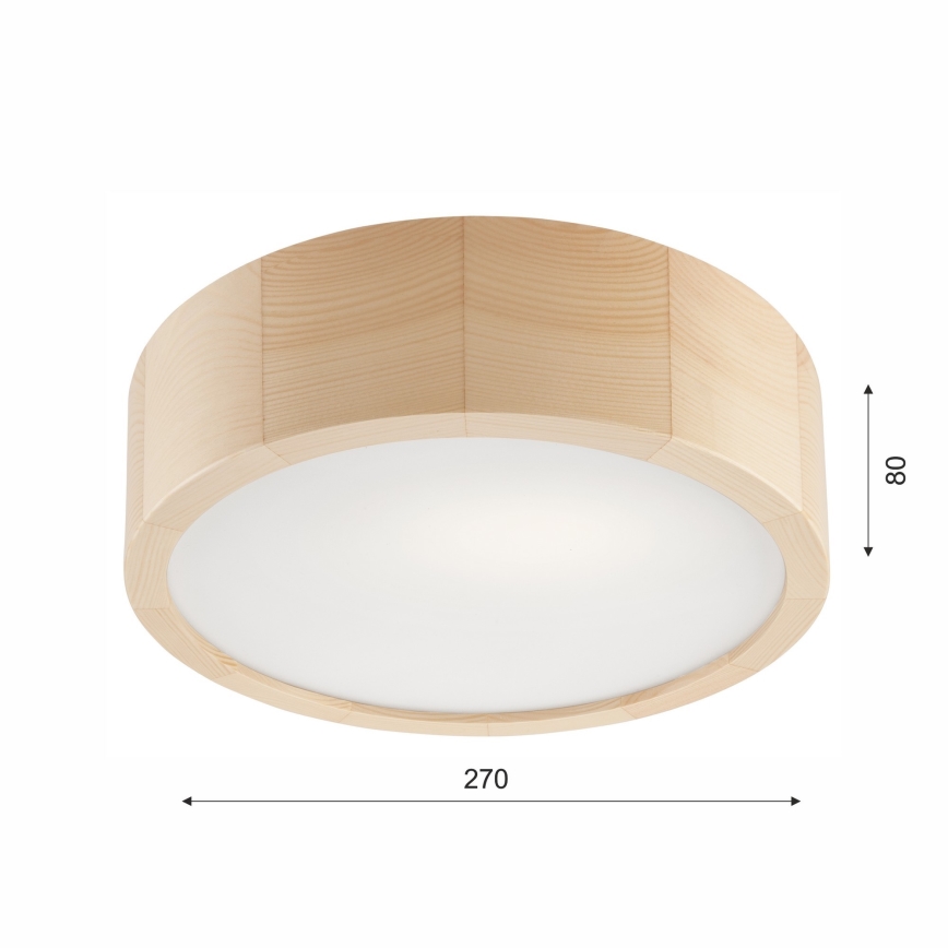 Plafon łazienkowy NATURAL 2xE27/15W/230V IP54 sosna ø 27 cm