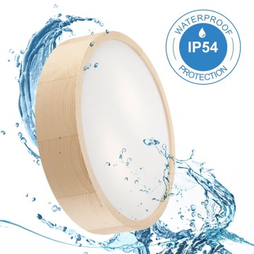 Plafon łazienkowy NATURAL 3xE27/15W/230V IP54 sosna ø 37 cm - certyfikat FSC