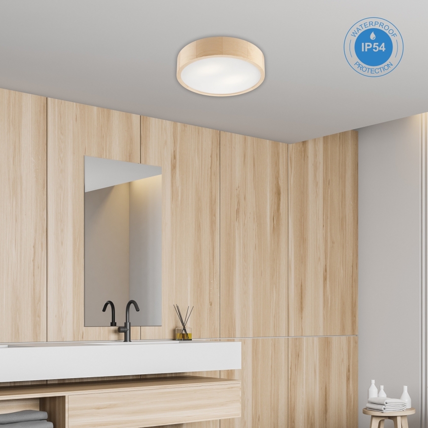 Plafon łazienkowy NATURAL 3xE27/15W/230V IP54 sosna ø 37 cm