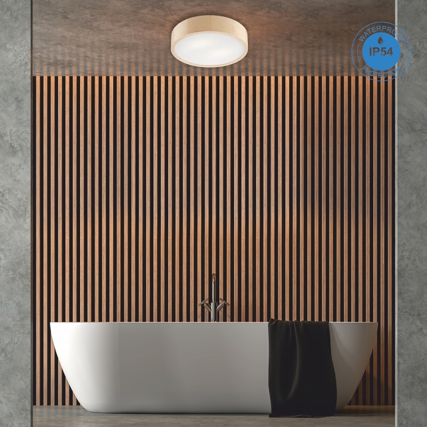 Plafon łazienkowy NATURAL 3xE27/15W/230V IP54 sosna ø 37 cm