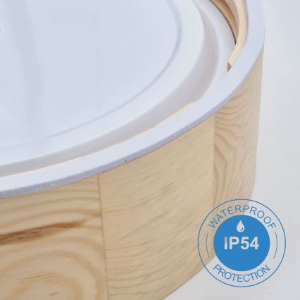 Plafon łazienkowy NATURAL 3xE27/15W/230V IP54 sosna ø 37 cm