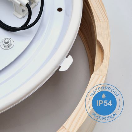 Plafon łazienkowy NATURAL 3xE27/15W/230V IP54 sosna ø 37 cm