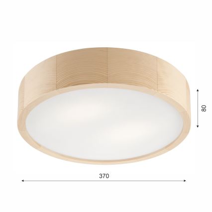 Plafon łazienkowy NATURAL 3xE27/15W/230V IP54 sosna ø 37 cm