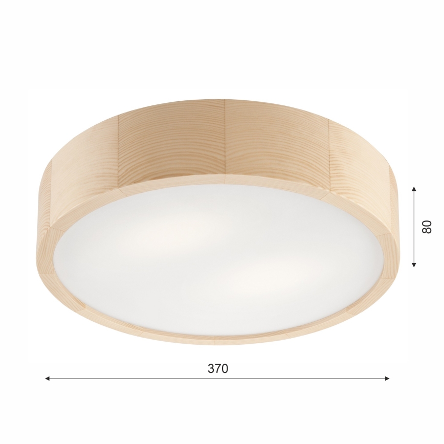 Plafon łazienkowy NATURAL 3xE27/15W/230V IP54 sosna ø 37 cm