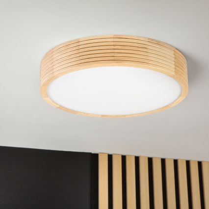 Plafon łazienkowy NATURAL MODERN 3xE27/15W/230V IP54 śr. 37,5 cm sosna