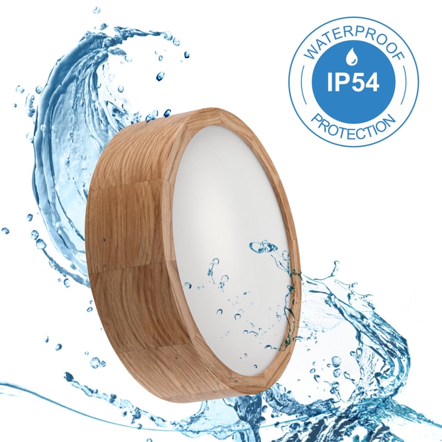 Plafon łazienkowy OAK 2xE27/15W/230V IP54 dąb ø 27 cm