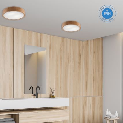 Plafon łazienkowy OAK 3xE27/15W/230V dąb ø 37 cm IP54