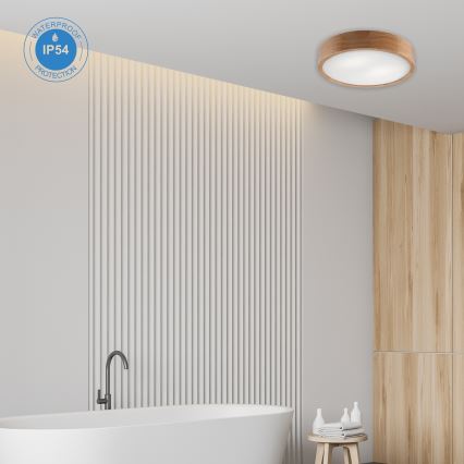 Plafon łazienkowy OAK 3xE27/15W/230V dąb ø 37 cm IP54