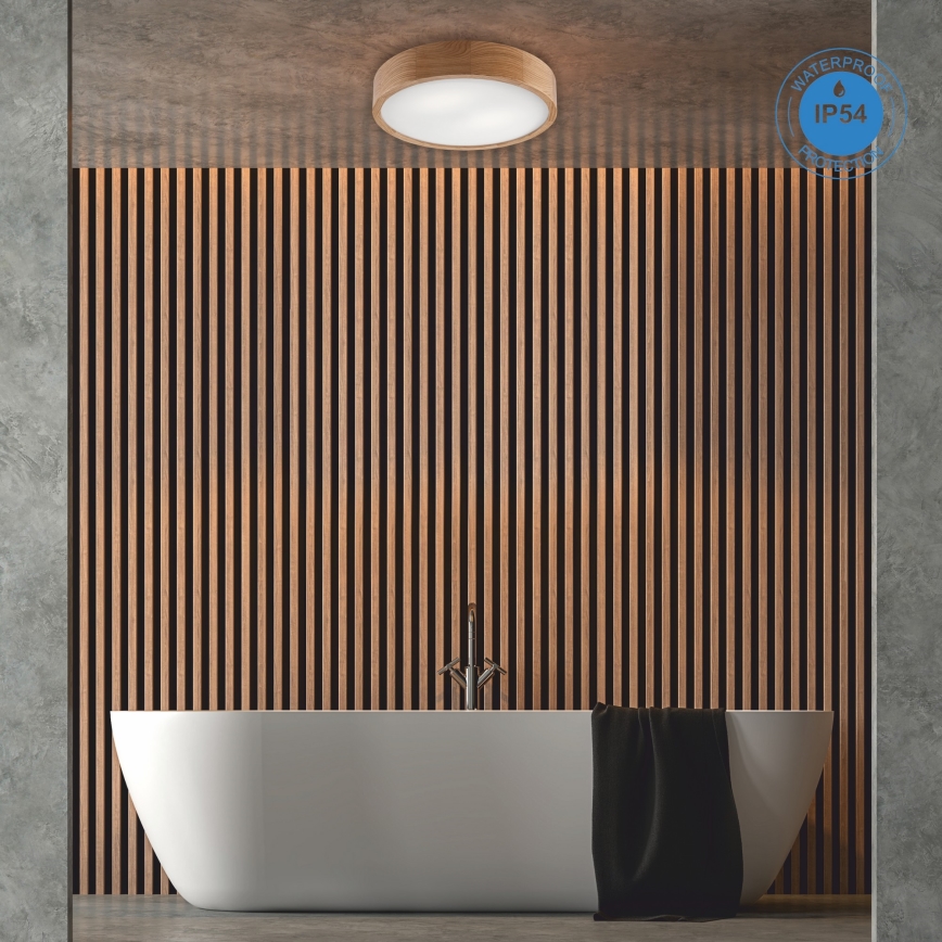 Plafon łazienkowy OAK 3xE27/15W/230V dąb ø 37 cm IP54