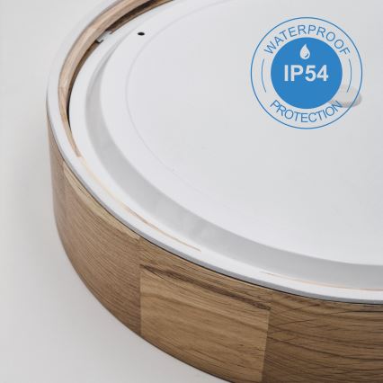 Plafon łazienkowy OAK 3xE27/15W/230V dąb ø 37 cm IP54