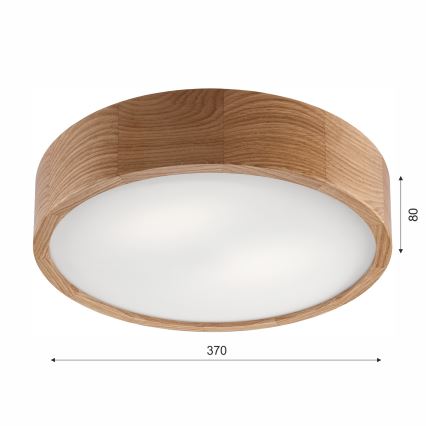 Plafon łazienkowy OAK 3xE27/15W/230V dąb ø 37 cm IP54 - certyfikat FSC