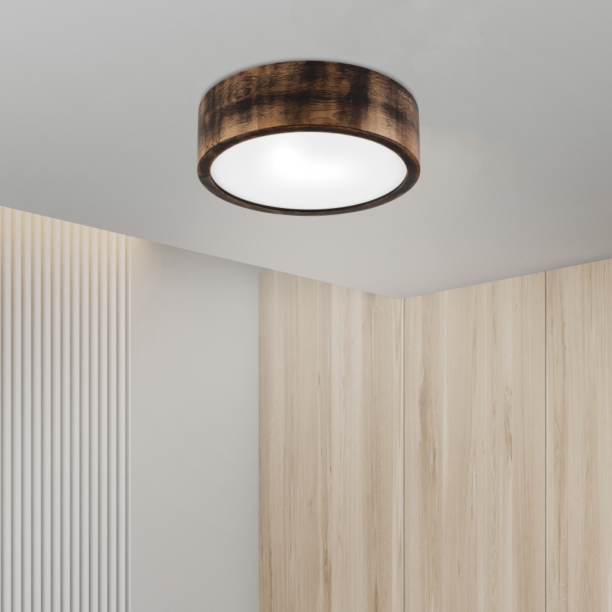 Plafon łazienkowy OAK SMOKY 2xE27/15W/230V IP54 ø 27,5 cm dąb/brązowy