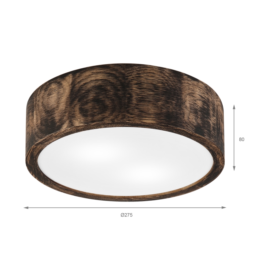 Plafon łazienkowy OAK SMOKY 2xE27/15W/230V IP54 ø 27,5 cm dąb/brązowy
