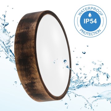 Plafon łazienkowy OAK SMOKY 3xE27/15W/230V IP54 ø 37,5 cm dąb/brązowy