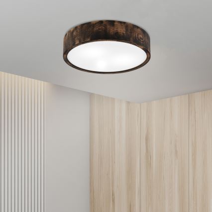 Plafon łazienkowy OAK SMOKY 3xE27/15W/230V IP54 ø 37,5 cm dąb/brązowy